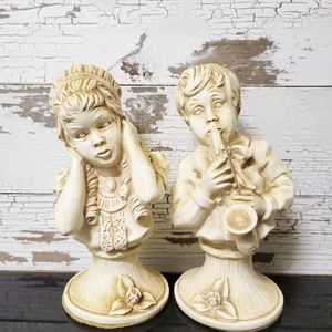 Kendrick Musical Children Statues Head Statues Kendrick Boy Girl Vintage